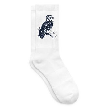 Vintage Eule auf Ast | Mystisches Wald Motiv - Tennissocken - Weiß - Rechts