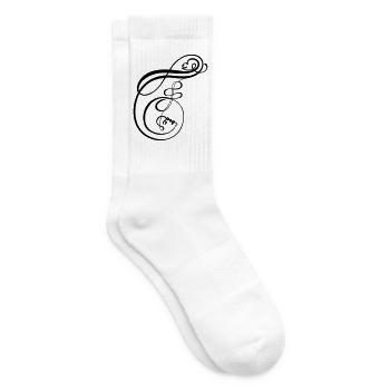 Kalligrafie Line Art Faces als Buchstabe F - Tennissocken - Weiß - Rechts