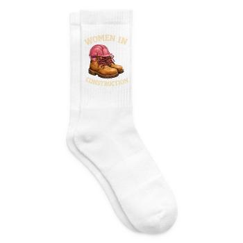 Women in Construction Work Boots and Construction Helmet - Tennis socks - white - Right
