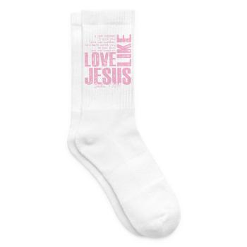 Love Like Jesus – Bibelvers John 13:34 | Christlic - Tennissocken - Weiß - Rechts