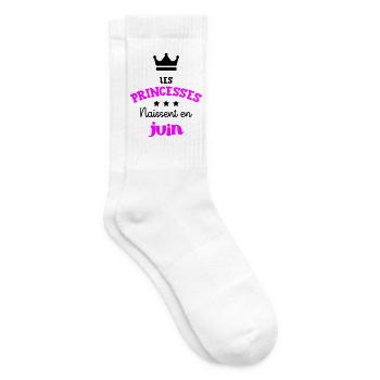 Princesse née en Juin Super Cadeau Anniversaire - Chaussettes de tennis - blanc - Droite