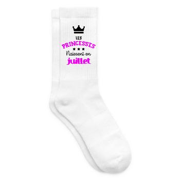 Princesse née en Juillet Joli Cadeau Naissance - Chaussettes de tennis - blanc - Droite