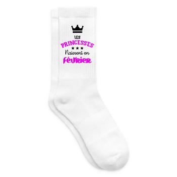 Prinzessin geboren im Februar Geburtstagsgeschenk - Tennissocken - Weiß - Rechts