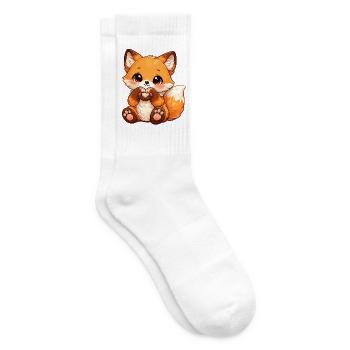 Kawaii Fox Heart Sign - Tennis socks - white - Right