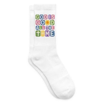 God Is Good At All Times Retro Faith - Tennis socks - white - Right