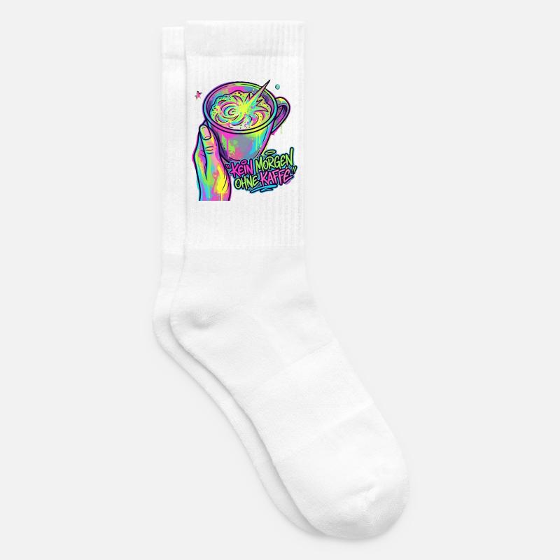Kaffee Neon Splash – Morgenkick - Tennissocken - Weiß
