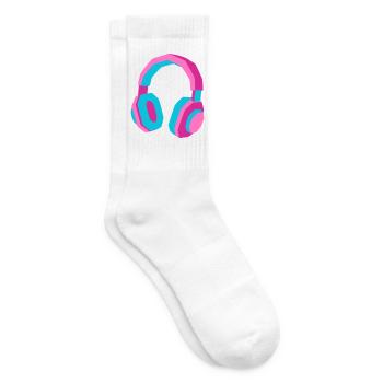 Casque Rétro Synthwave des années 80 DJ Musique Gamer - Chaussettes de tennis - blanc - Droite