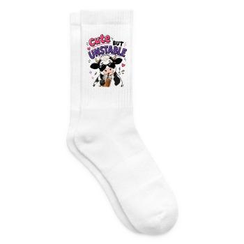 Süsse aber labile Kuh mit Eiskaffee - Tennissocken - Weiß - Rechts
