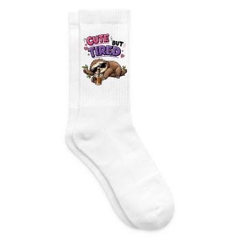 Süß aber müde Faultier mit Eiskaffee - Tennissocken - Weiß - Rechts
