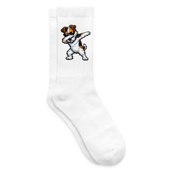 Dabbing Fox Terrier in Comic Style - Tennis socks - white - Right