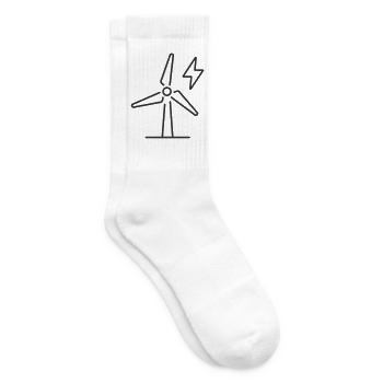 Windturbinen-Linien-Symbol für erneuerbare Energien - Tennissocken - Weiß - Rechts