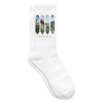 Rumänien Travel – Transsilvanien Motiv - Tennissocken - Weiß - Rechts