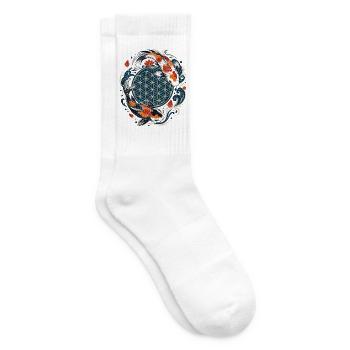  Fisch Koi Koi-Karpfen Blume des Lebens Koi - Tennissocken - Weiß - Rechts
