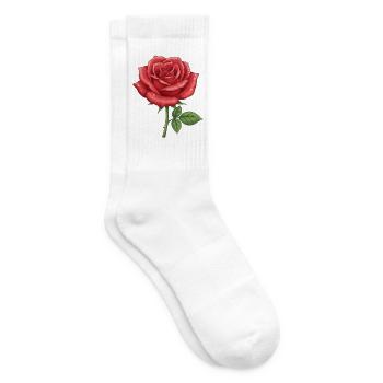 Rote Rose - Tennissocken - Weiß - Rechts