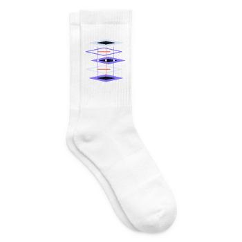 Geometrisches Gitterprisma - Tennissocken - Weiß - Rechts