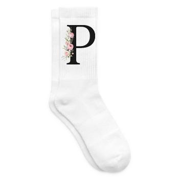 P Buchstabe Monogram Floral - Tennissocken - Weiß - Rechts