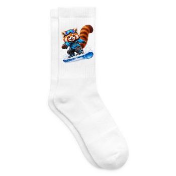 Snowboardender Red Panda auf Blue Board - Tennissocken - Weiß - Rechts