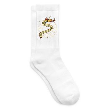 Goldener Drache - Tennissocken - Weiß - Rechts