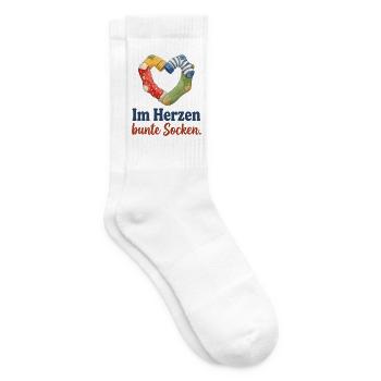 Im Herzen bunte Socken – Herz aus Socken - Tennissocken - Weiß - Rechts