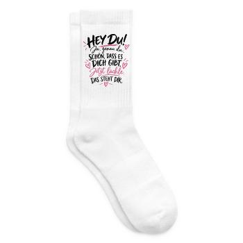 Jetzt lächele: Du bist willkommen - Tennissocken - Weiß - Rechts