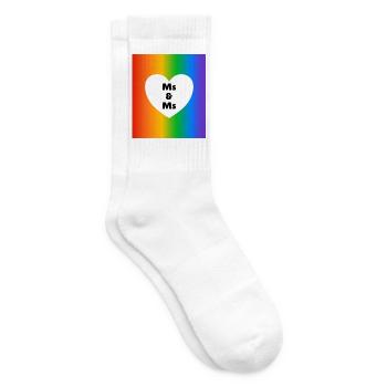 Frau & Frau Pride Heart on Rainbow – lesbische Hochzeit - Tennissocken - Weiß - Rechts