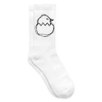 Osterküken handgezeichnet - Tennissocken - Weiß - Rechts