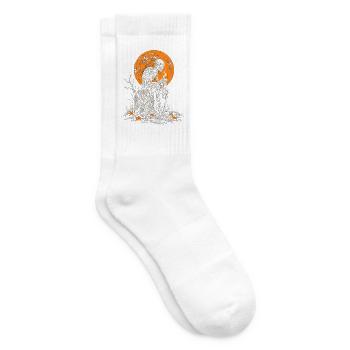 Skelett mit Kaffeetasse auf dem Grabstein - Tennissocken - Weiß - Rechts