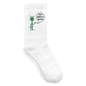 Alien Spruch I don’t believe in humans - Tennissocken - Weiß - Rechts