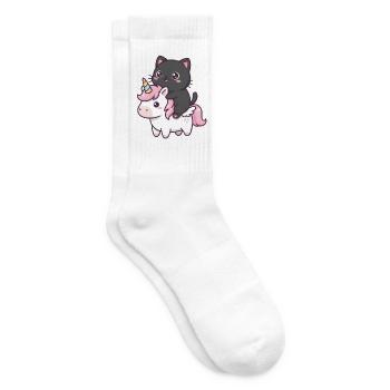 Katze auf Einhorn - Tennissocken - Weiß - Rechts