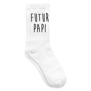 Futur Papi / Grand Pere / Naissance / Papy / Bébé - Chaussettes de tennis - blanc - Droite