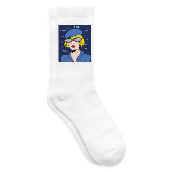 Chill Pop Art Lady - Tennis socks - white - Right