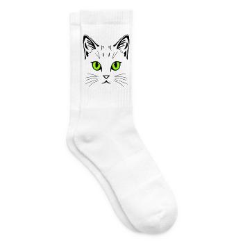 Katzenmotiv – Farbe & Augen personalisierbar - Tennissocken - Weiß - Rechts