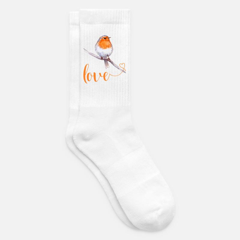 Robin avec texte d’amour - Chaussettes de tennis - blanc