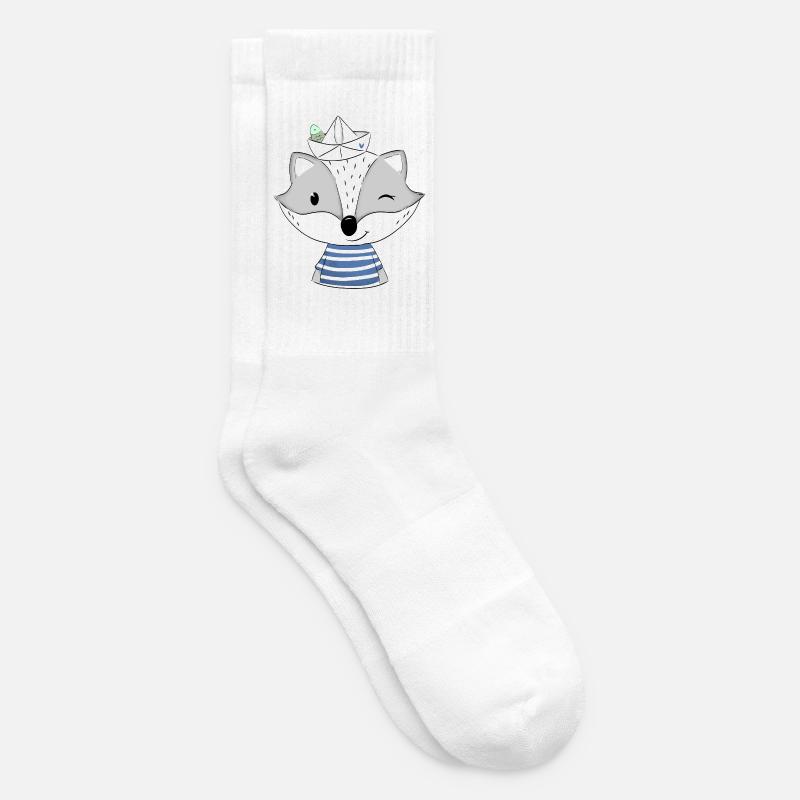 Matrosen Dachs mit Papierboot - Tennissocken - Weiß