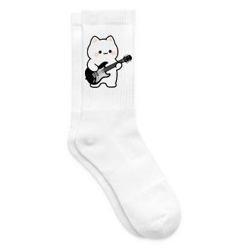 Kawaii Cat avec guitare électrique - Chaussettes de tennis - blanc - Droite