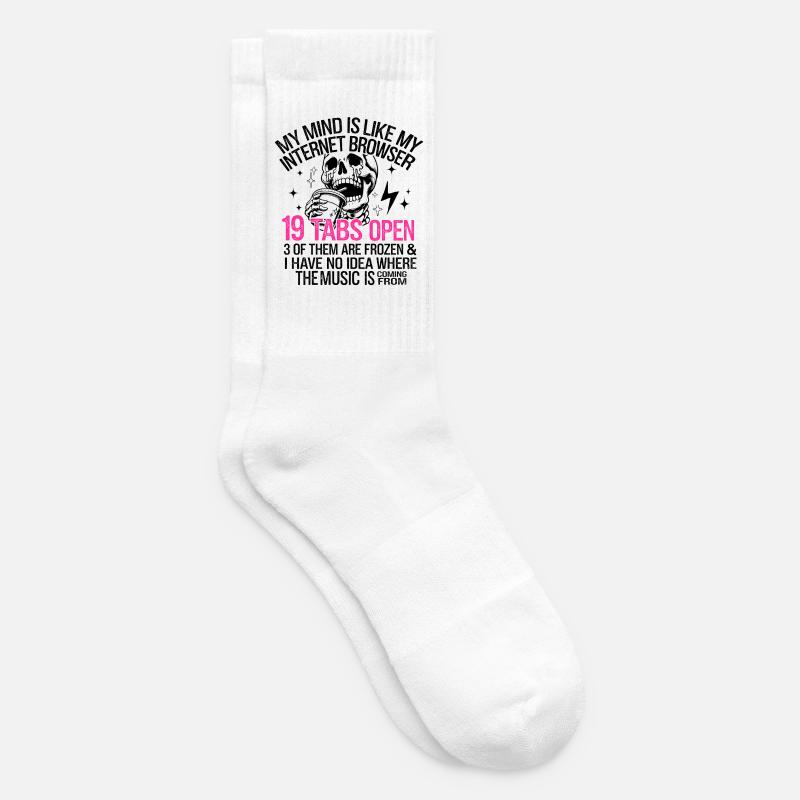 My Mind is Like My Internet Browser - Tennis socks - white