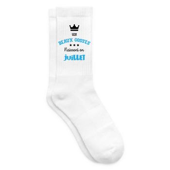 Cadeau naissance bébé garçon Juillet Beaux Gosses - Chaussettes de tennis - blanc - Droite