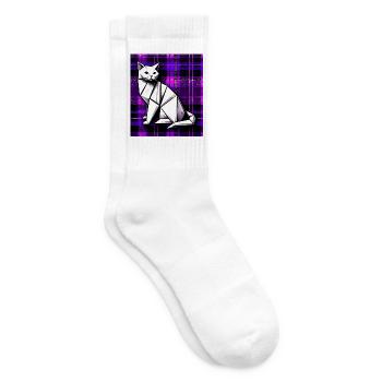 cat - Tennis socks - white - Right