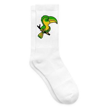 Neon Toucan in Green and Yellow - Tennis socks - white - Right