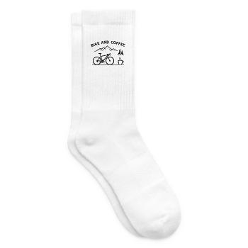 Mountain bike and coffee motif - Tennis socks - white - Right