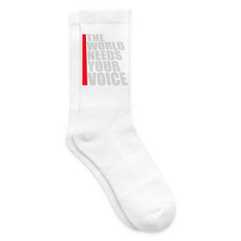 Die Welt Braucht Deine Stimme Inspirierend Zitat - Tennissocken - Weiß - Rechts