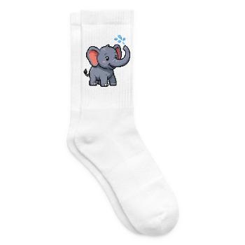Pixel Elephant with Bubbles - Tennis socks - white - Right