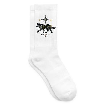 North Star Wolf with Star Paths - Tennis socks - white - Right