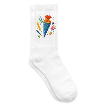Colorful school cone with school supplies - Tennis socks - white - Right