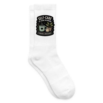 Self-Care Überleben Motiv - Tennissocken - Weiß - Rechts
