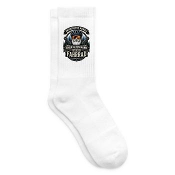 Alter Mann auf dem Fahrrad - Tennissocken - Weiß - Rechts