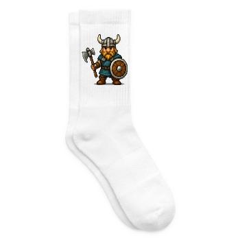 Pixelviking Krieger mit Axt - Tennissocken - Weiß - Rechts
