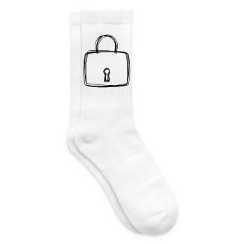 Vorhängeschloss handgezeichnet - Tennissocken - Weiß - Rechts