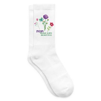 Mom Make Life Beautiful Blumenstrauß  - Tennissocken - Weiß - Rechts