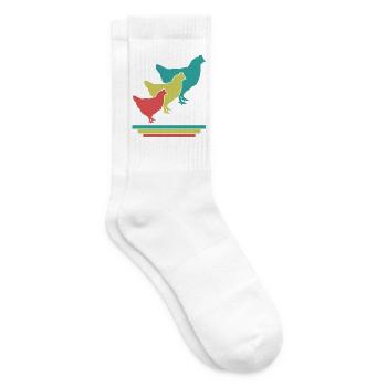 Hühner Trio Retro - Tennissocken - Weiß - Rechts